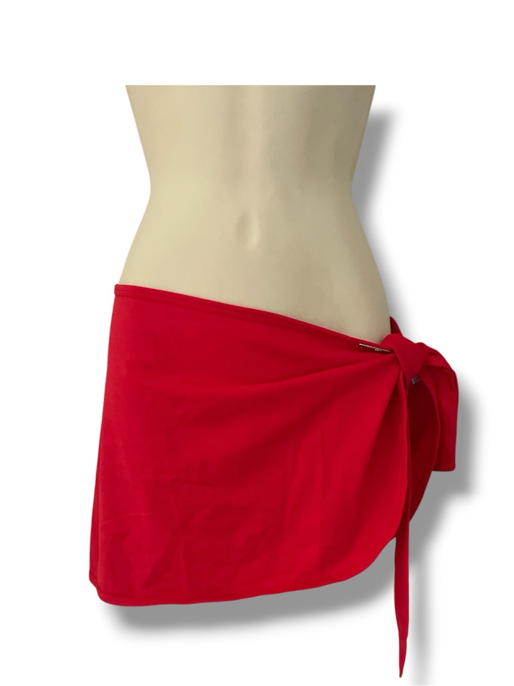 Vintage Bright Red Side Tie Sarong Wrap Medium